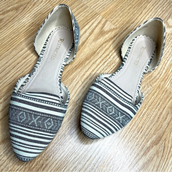 Restricted Buckle Dorsay Aztec Canvas Fabric Bohemian Pointed Toe Flats Size 10 - Picture 3 of 13